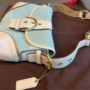 Coach mini bag, beige and blue